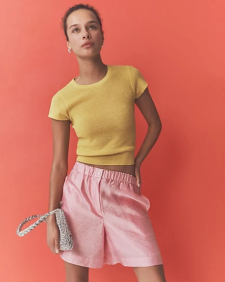 Ribbed featherweight cashmere T-shirt