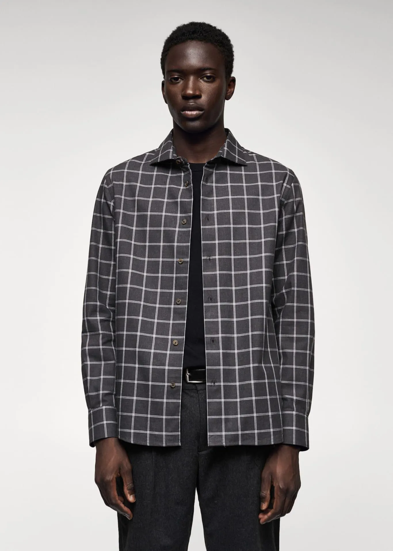 Camisa slim fit cuadros ventana