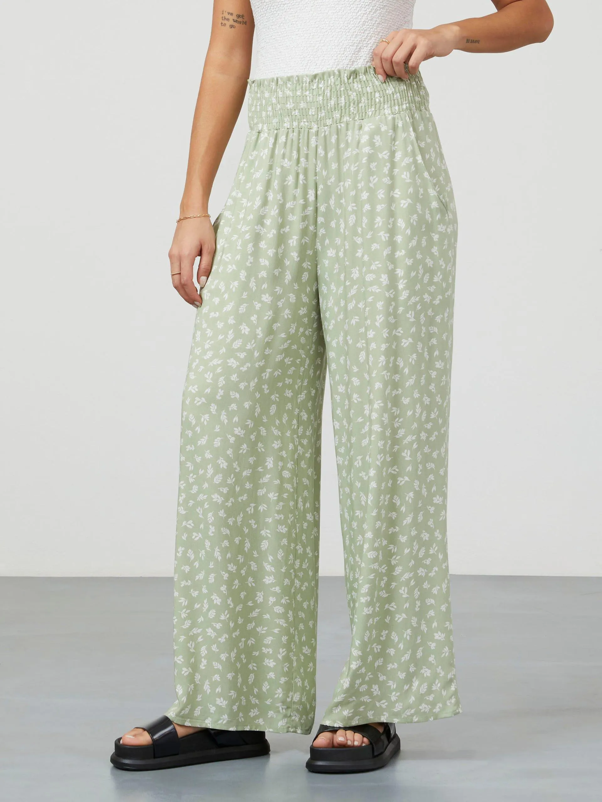 Pantalón Wide Leg Fluido Verde