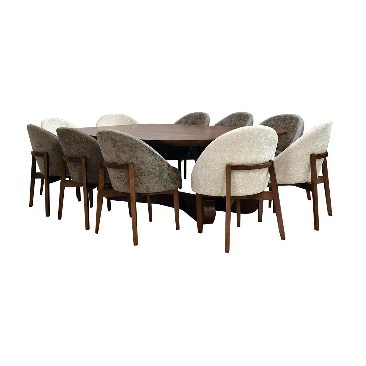Comedor Paris - 10 sillas -4 Beige - 6 Gris