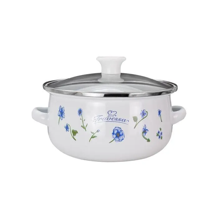 Juego de cacerolas de peltre con tapa de vidrio 3 piezas 12-14-16 cm 043-032-002 Travessa