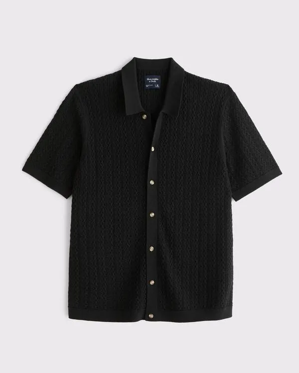 Cable Button-Through Sweater Polo