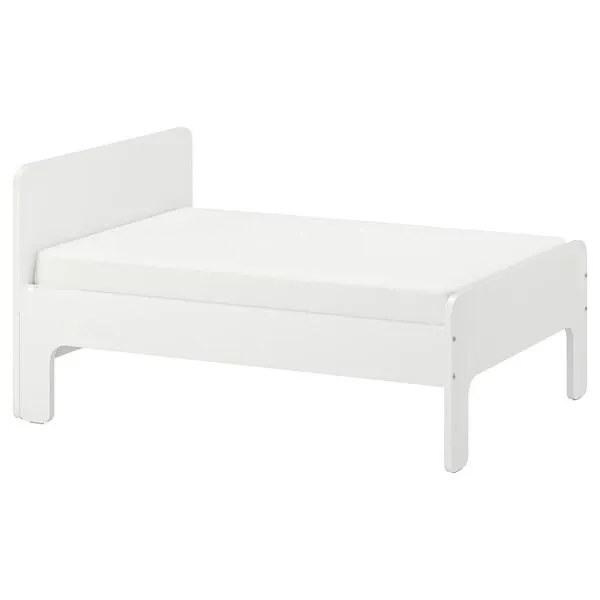 Cama extensible con somier, blanco,