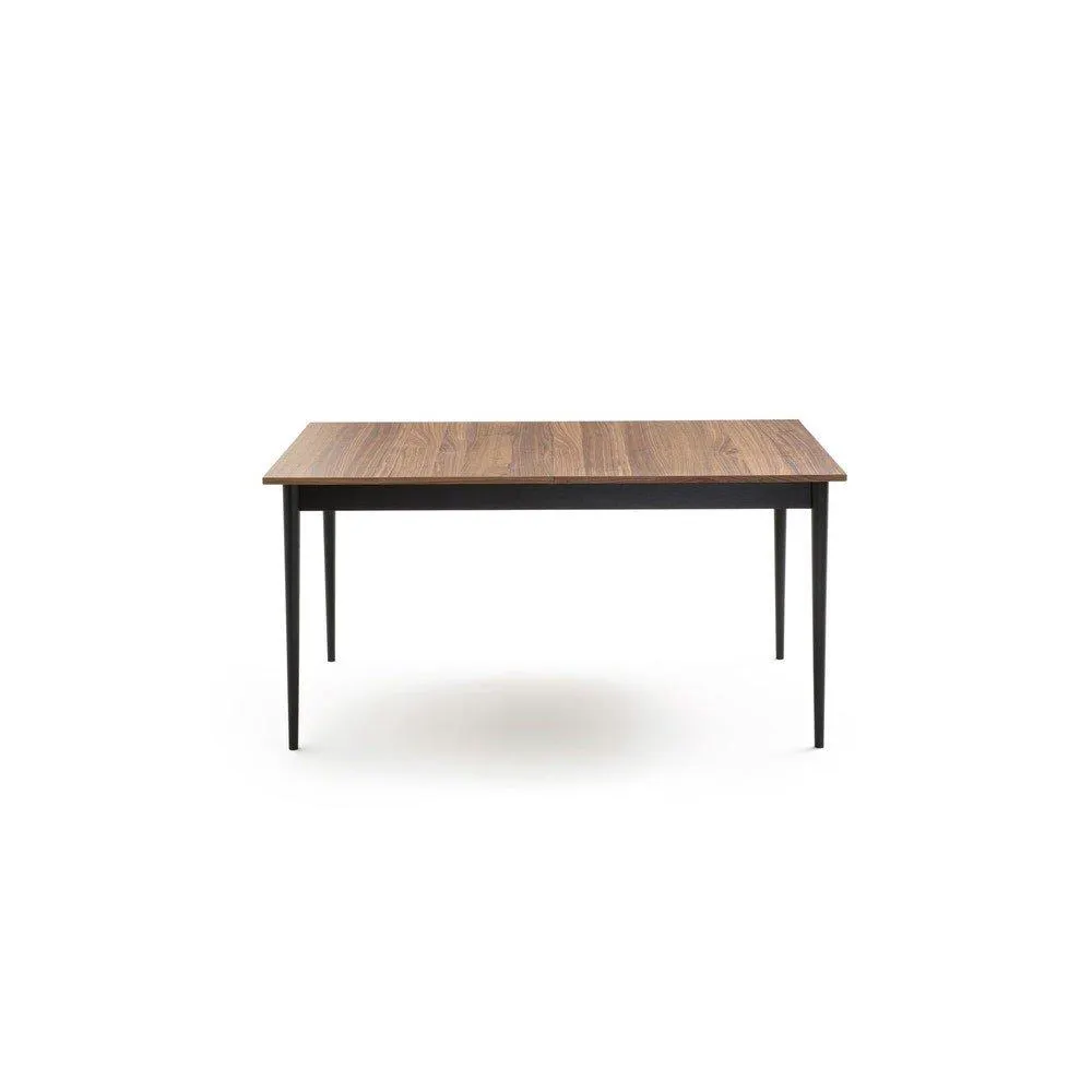 Belfort - Mesa de comedor extensible con cubierta de madera de nogal y estructura negra