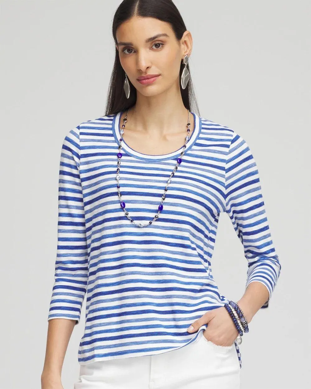 Striped Slub Scoop Neck Tee