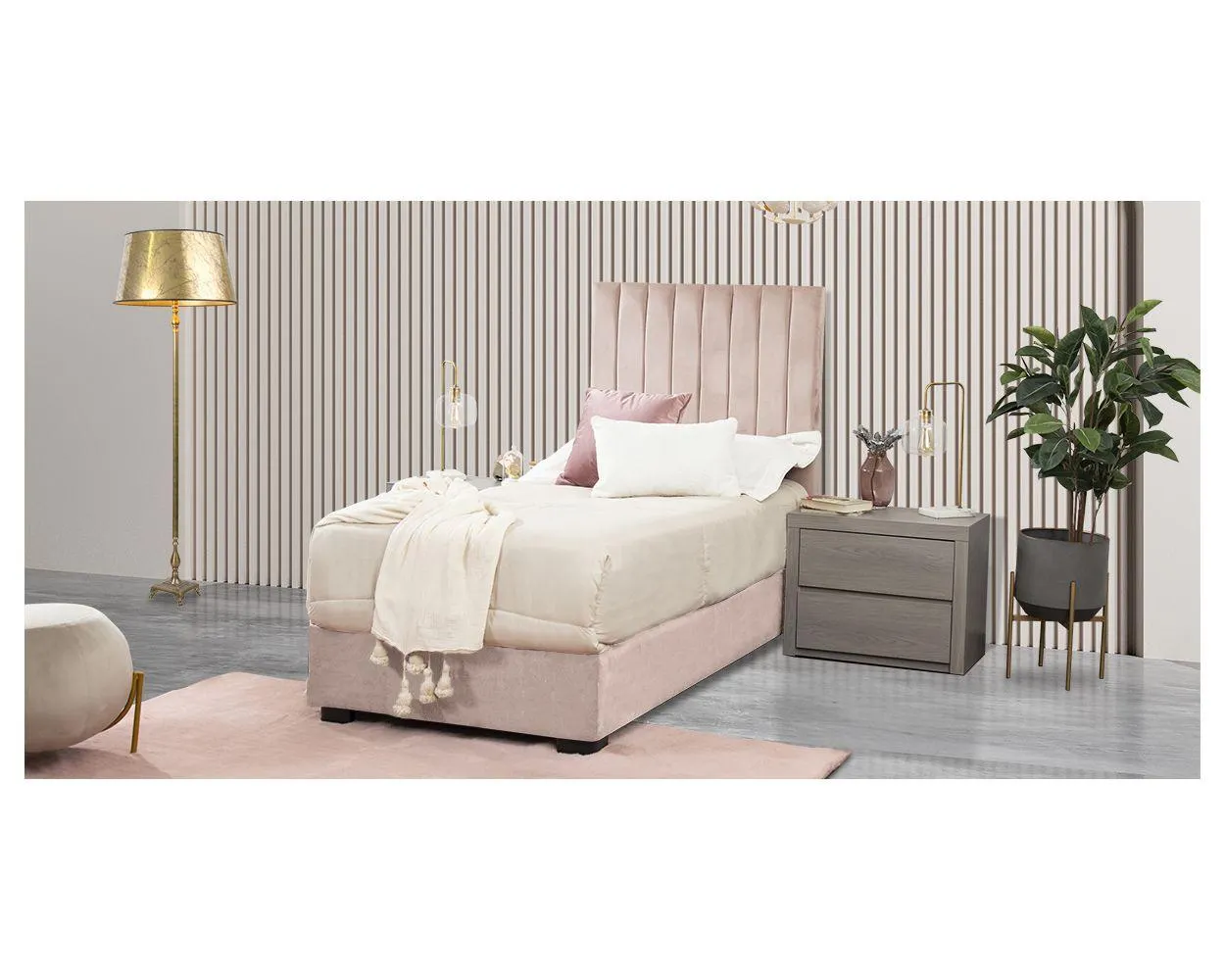 Cama Individual Megan Rosa