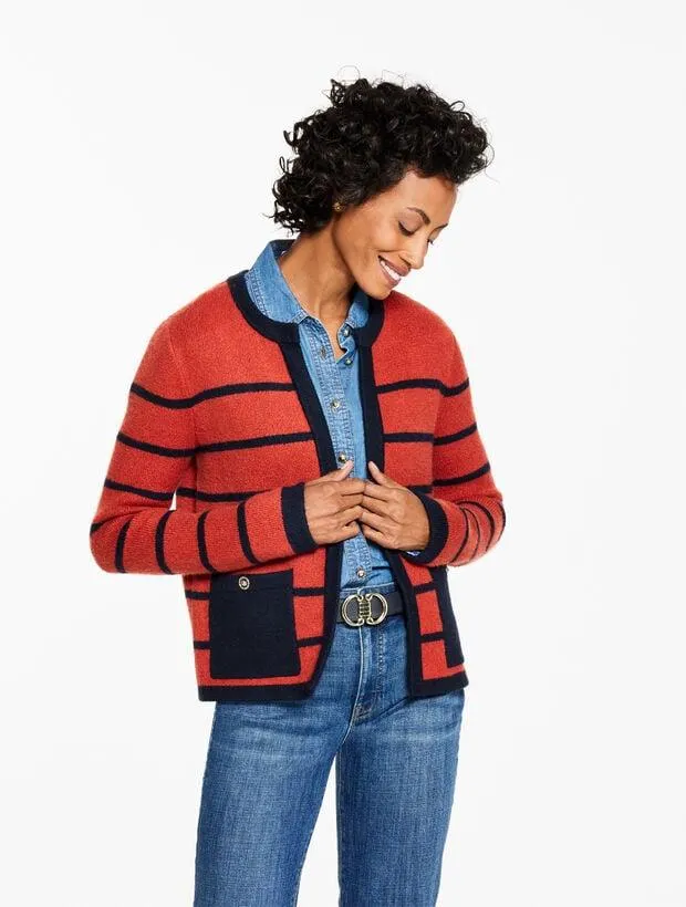 Double Knit Sweater Jacket - Stripe
