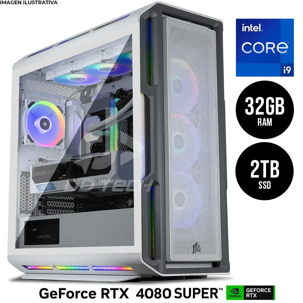 Computadora PRIDE GAMING ICE DRAGON / Intel Core i9-14900KF / NVIDIA GeForce RTX 4080 SUPER / 32GB DDR5 RAM / 2TB SSD M.2 NVMe / ENF. LIQ. 360MM / 1000W 80+ PLATINUM / INCLUYE WIFI
