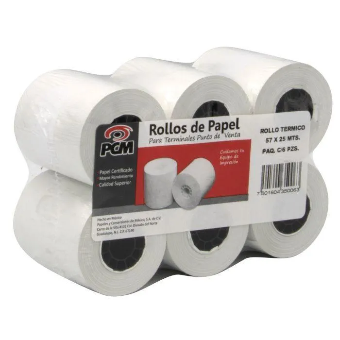 ROLLO TERMICO PCM T5725M6A 57 X 25 MTS. C/6 55 GMS C22MM