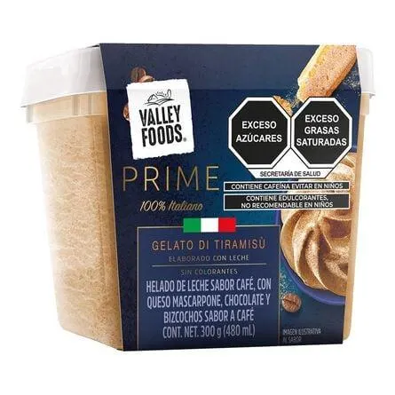 Gelato de tiramisú Valley Foods Prime 480 ml