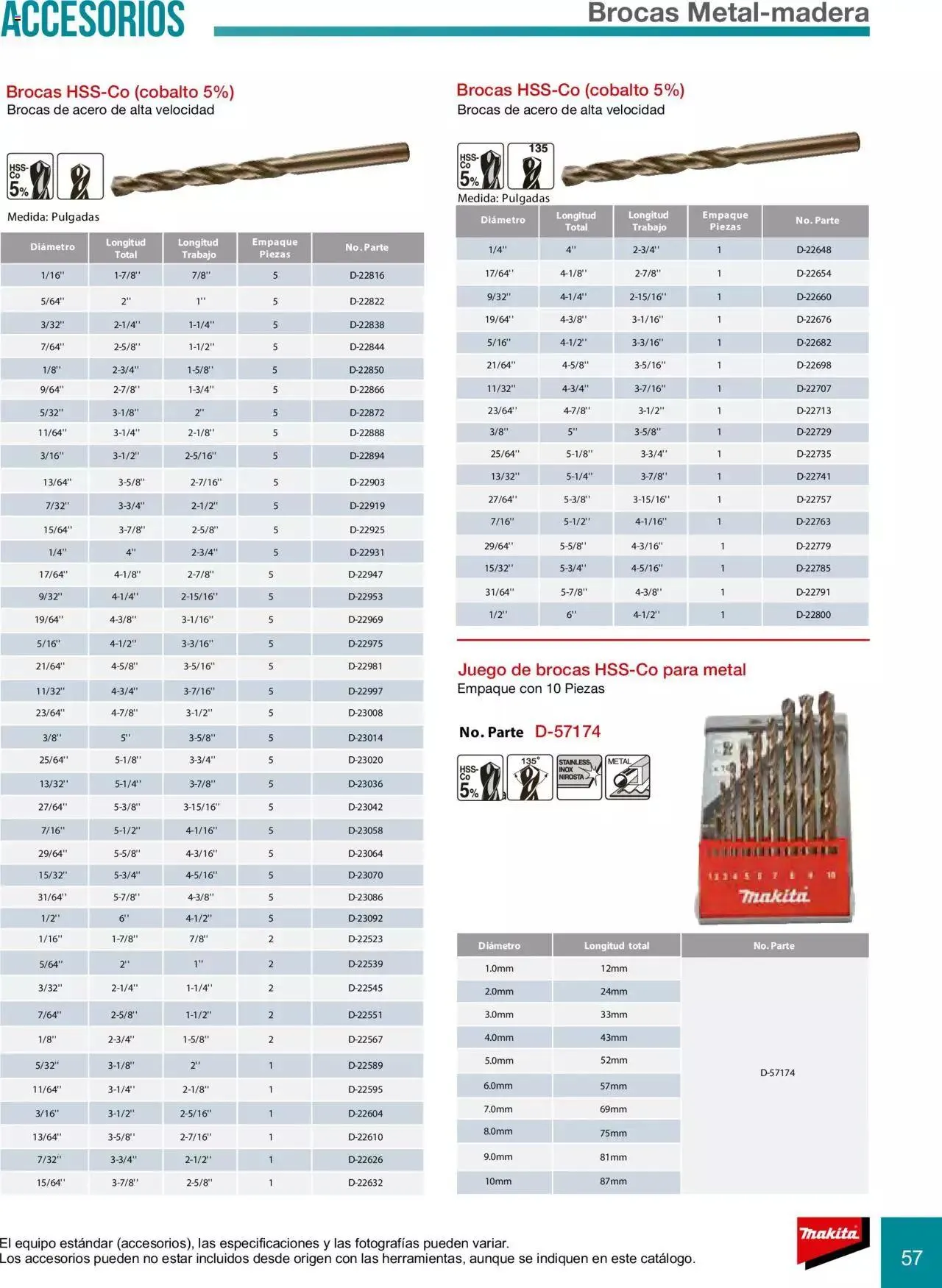 Catálogo de Makita Ofertas Accesorios 5 de septiembre al 31 de diciembre 2023 - Pagina 57