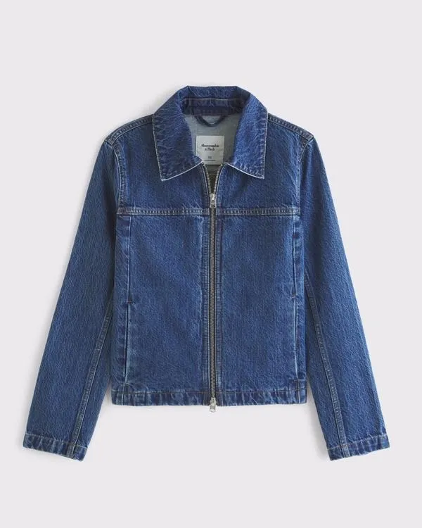 Slim Double-Zip Denim Jacket