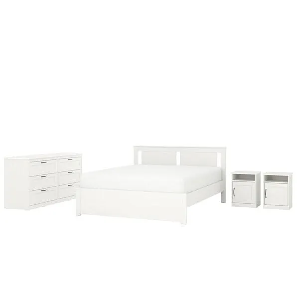 Muebles para recámara, 3 piezas, blanco,