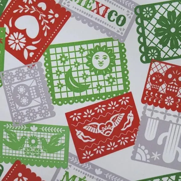 Canasta papel picado patrio