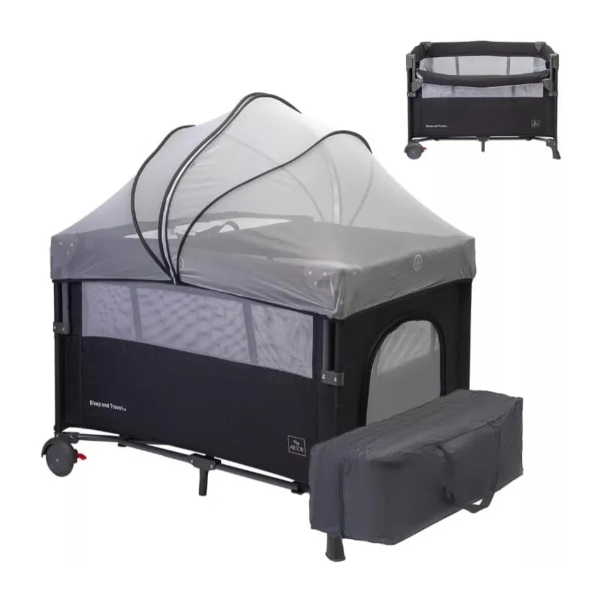 CUNA CORRAL COLECHO con Mosquitero y cambiador Negro