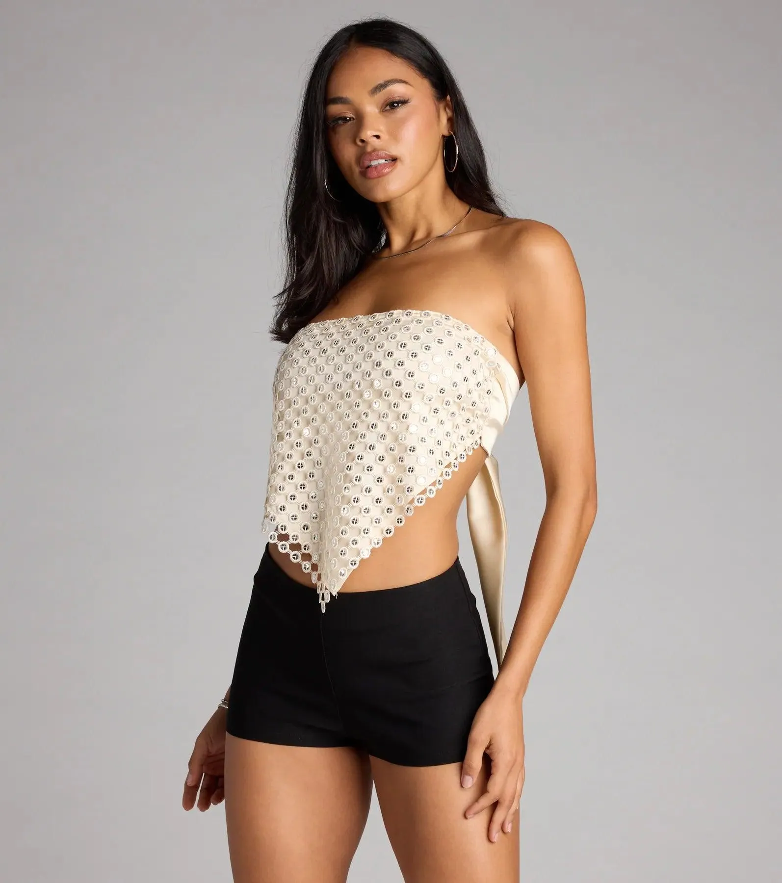 Sweet Like Fringe Sequin Hanky Top