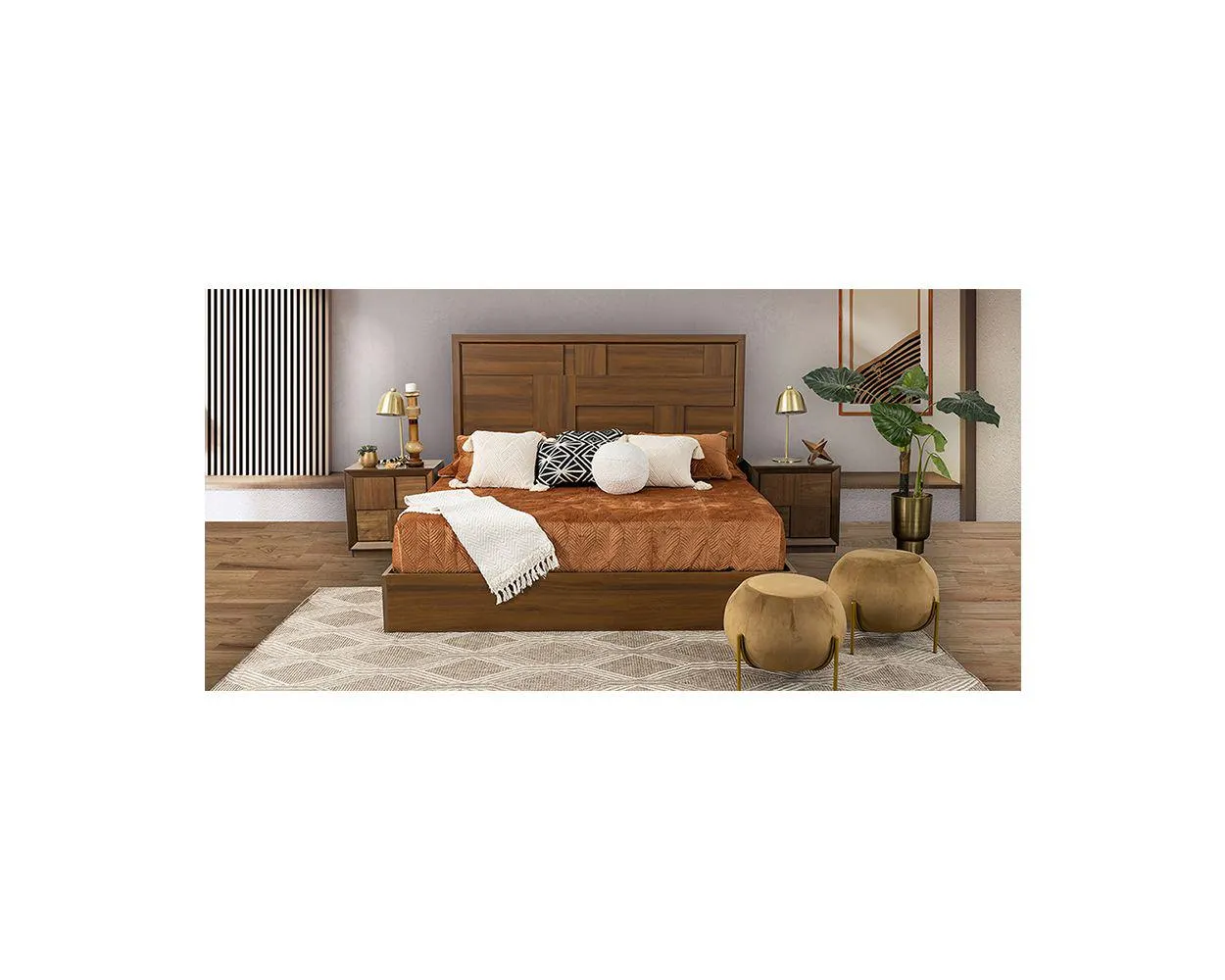 Recámara King Size Atenas Café Parota 3 Piezas