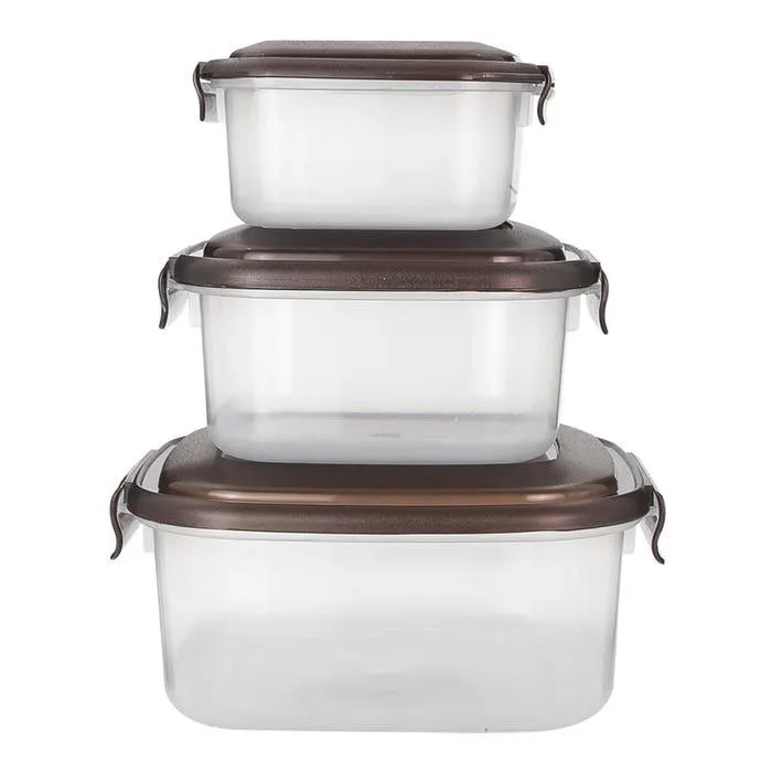 Juego de contenedores de plástico cuadrado tapa 3 piezas 22479 Vanyplas