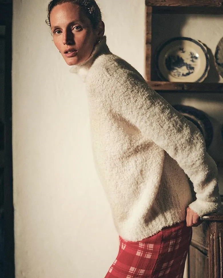 Turtleneck sweater in bouclé yarn