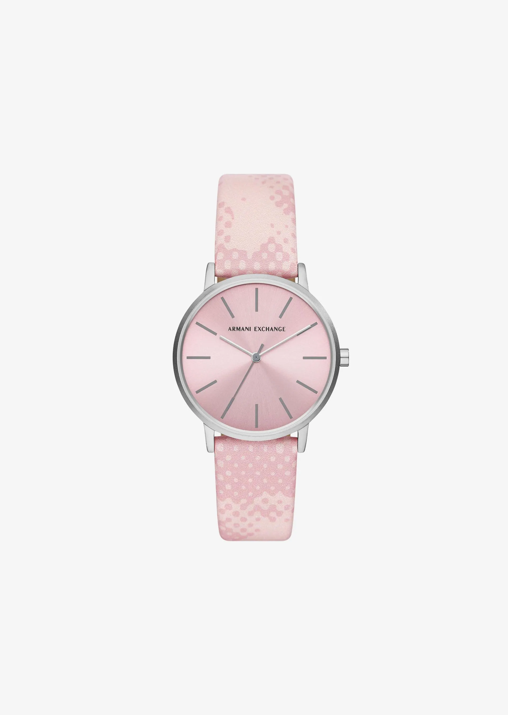 Reloj de cuero rosa de tres manecillas