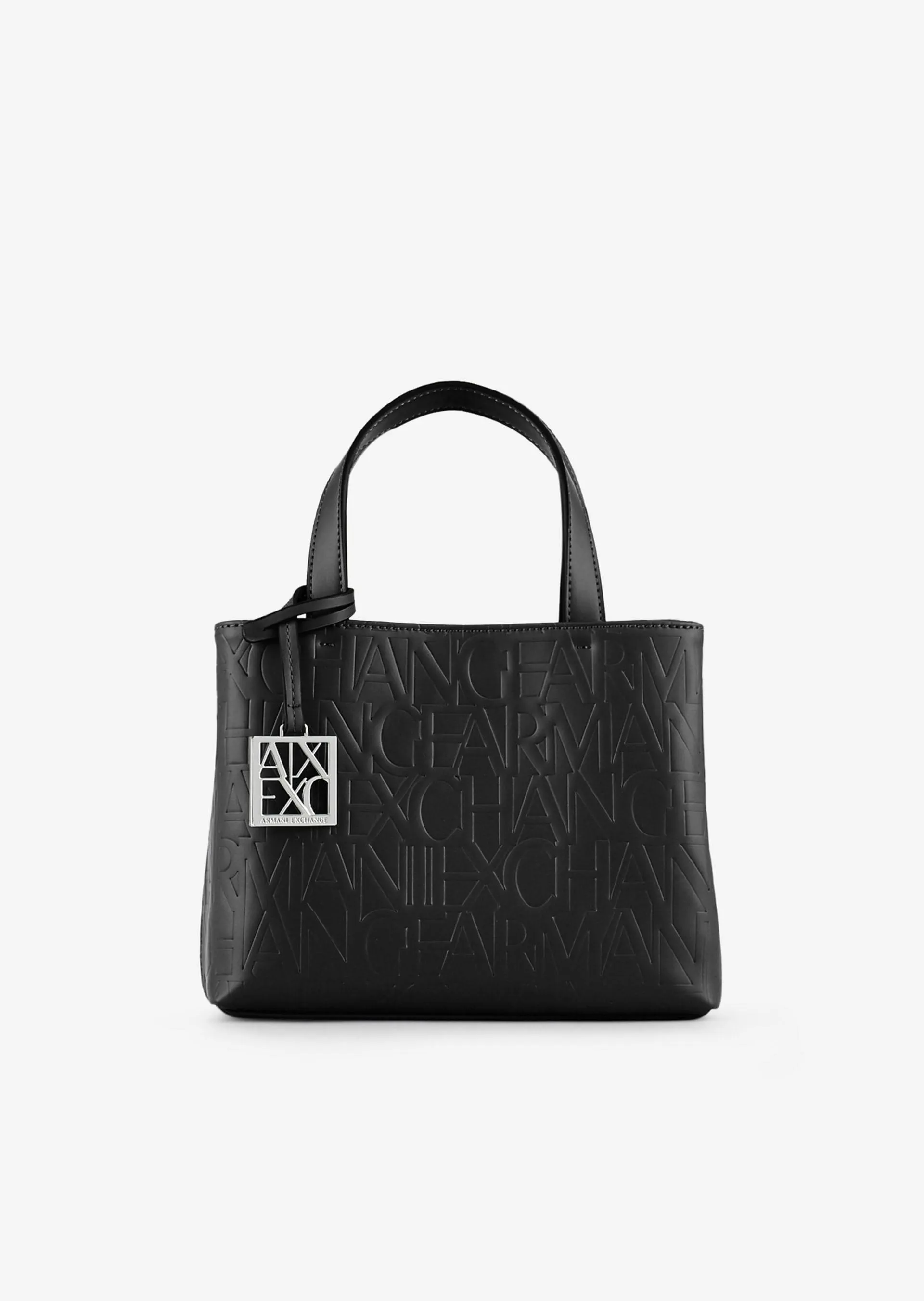 Bolso shopper pequeño con logo en relieve por toda la superficie