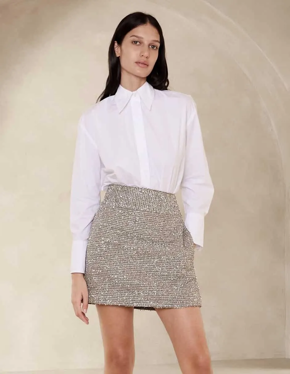 Falda mini cintura alta