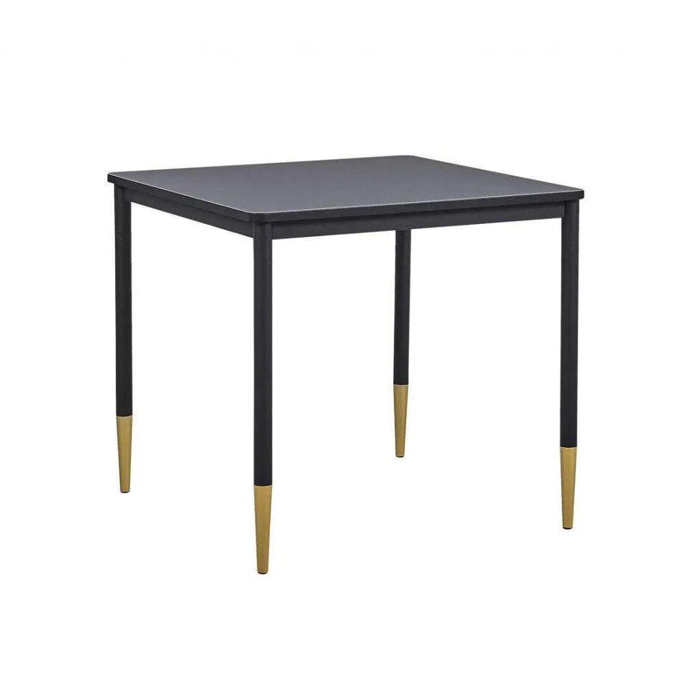Golden - Mesa de comedor estilo clásico color negro y pies dorados