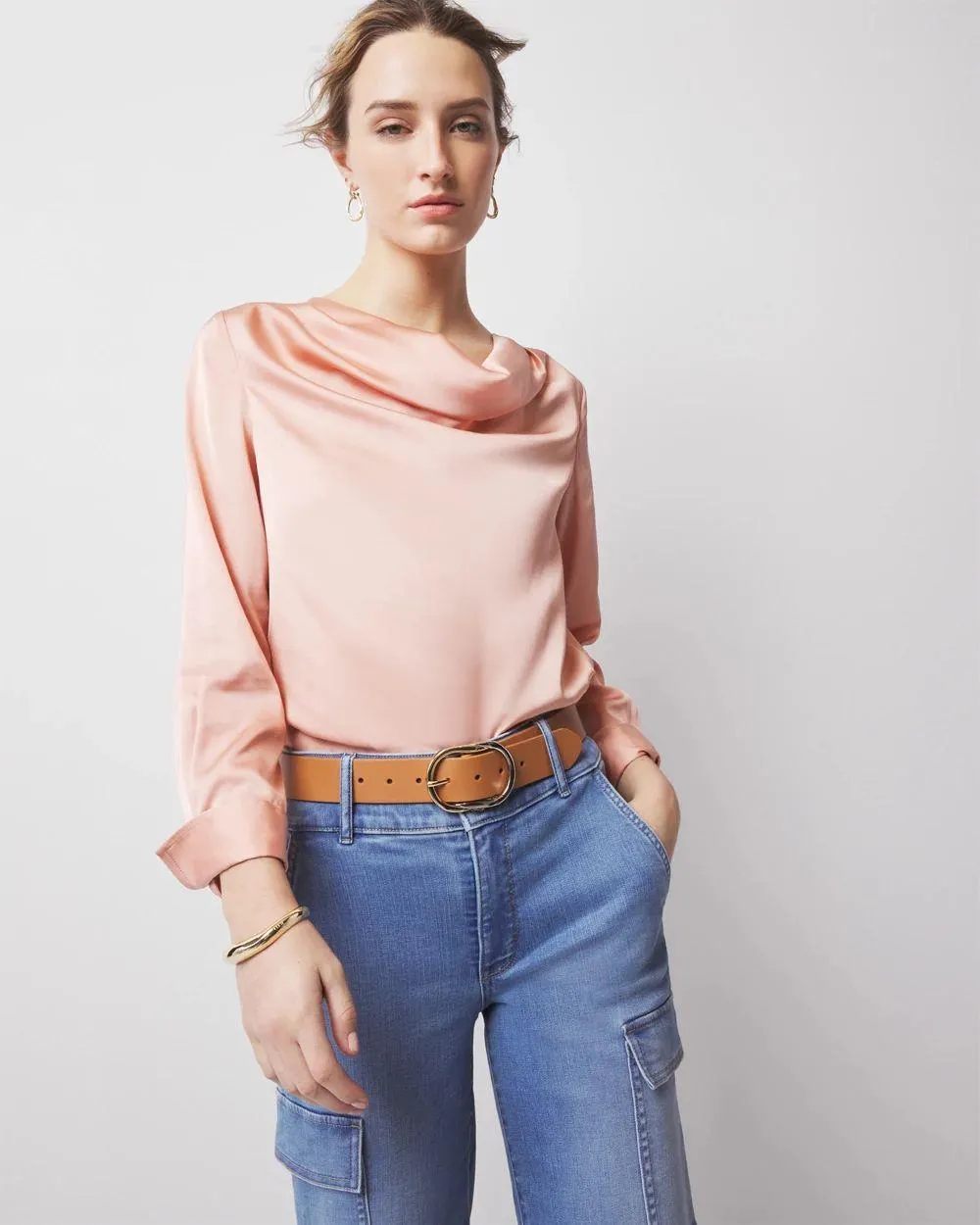 Satin Cowl Neck Blouse