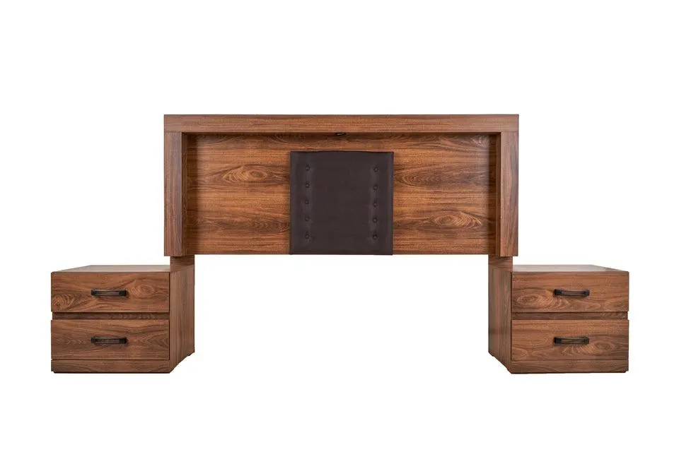 Cabecera King Size con 2 burós Jarpen - Nogal y Negro