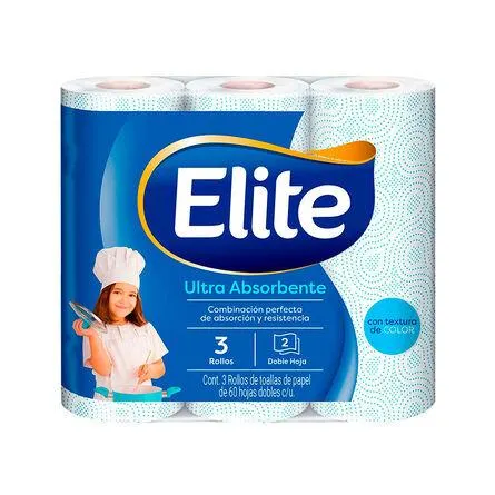 Toalla de Cocina 60 Hojas Diseño Elite 3 Rollos