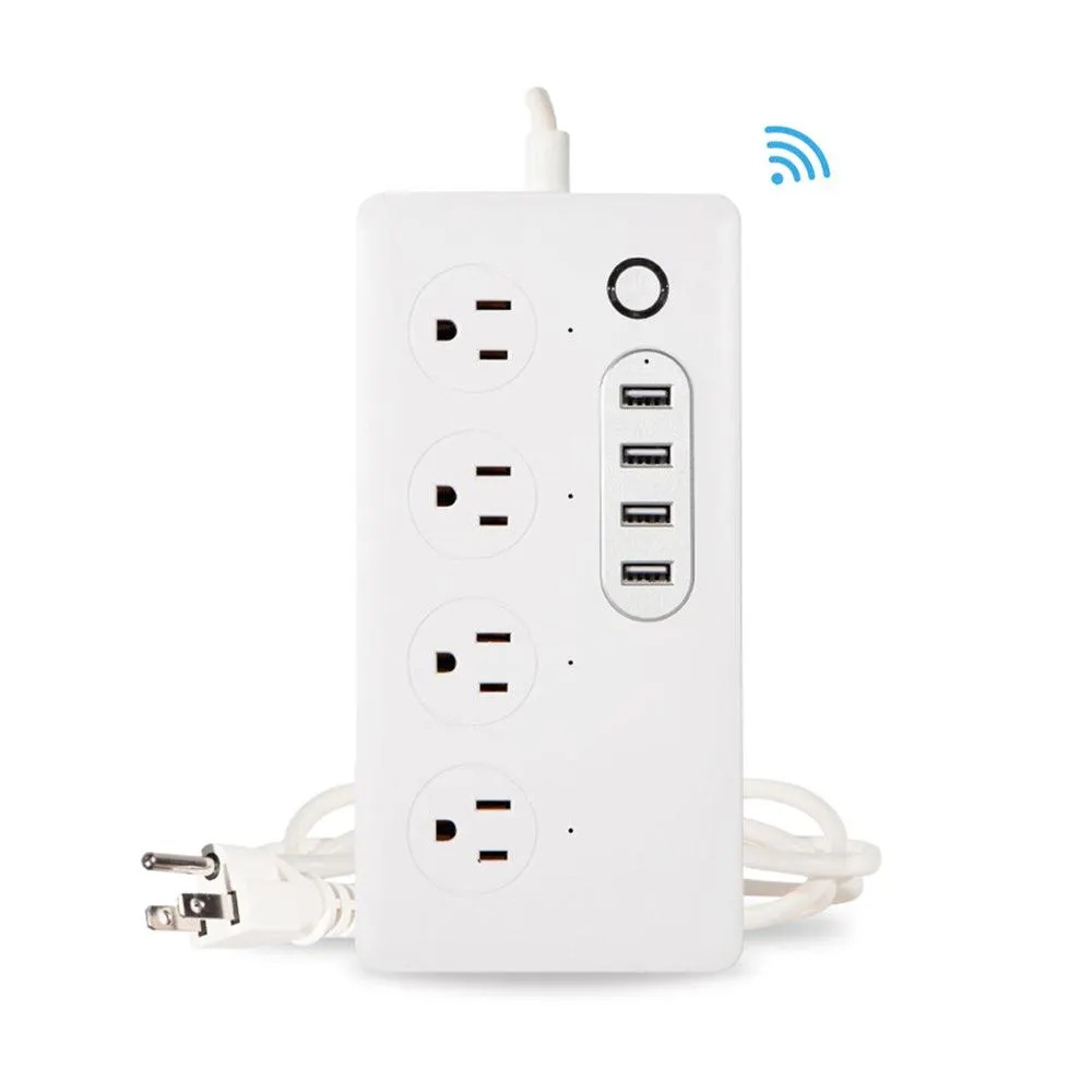 Barra multicontacto inteligente con 4 enchufes de electricidad y 4 USB