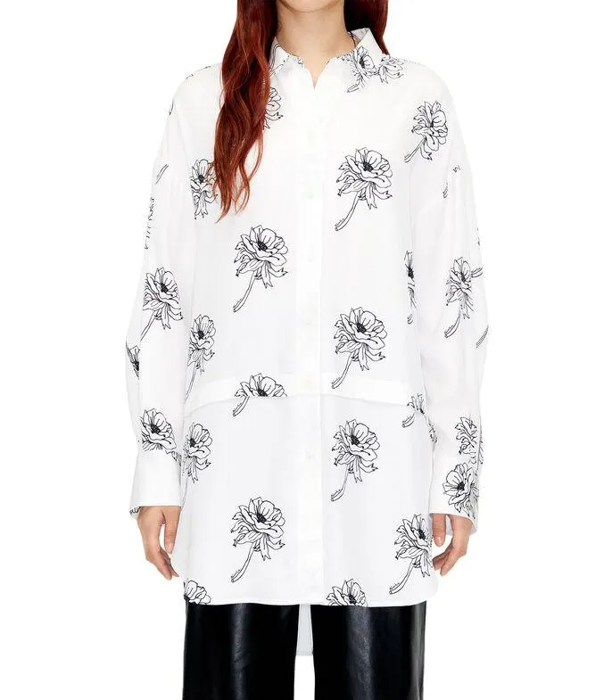 Camisa de manga larga con flores Mujer