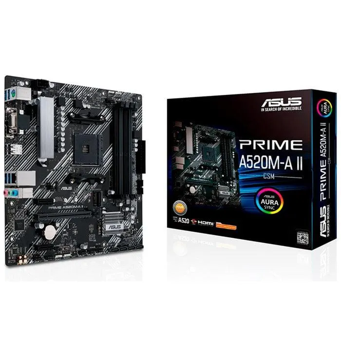 Tarjeta Madre ASUS PRIME A520M-A II/CSM AM4 4x DDR4 1x M.2 PCIe 3.0 Micro ATX