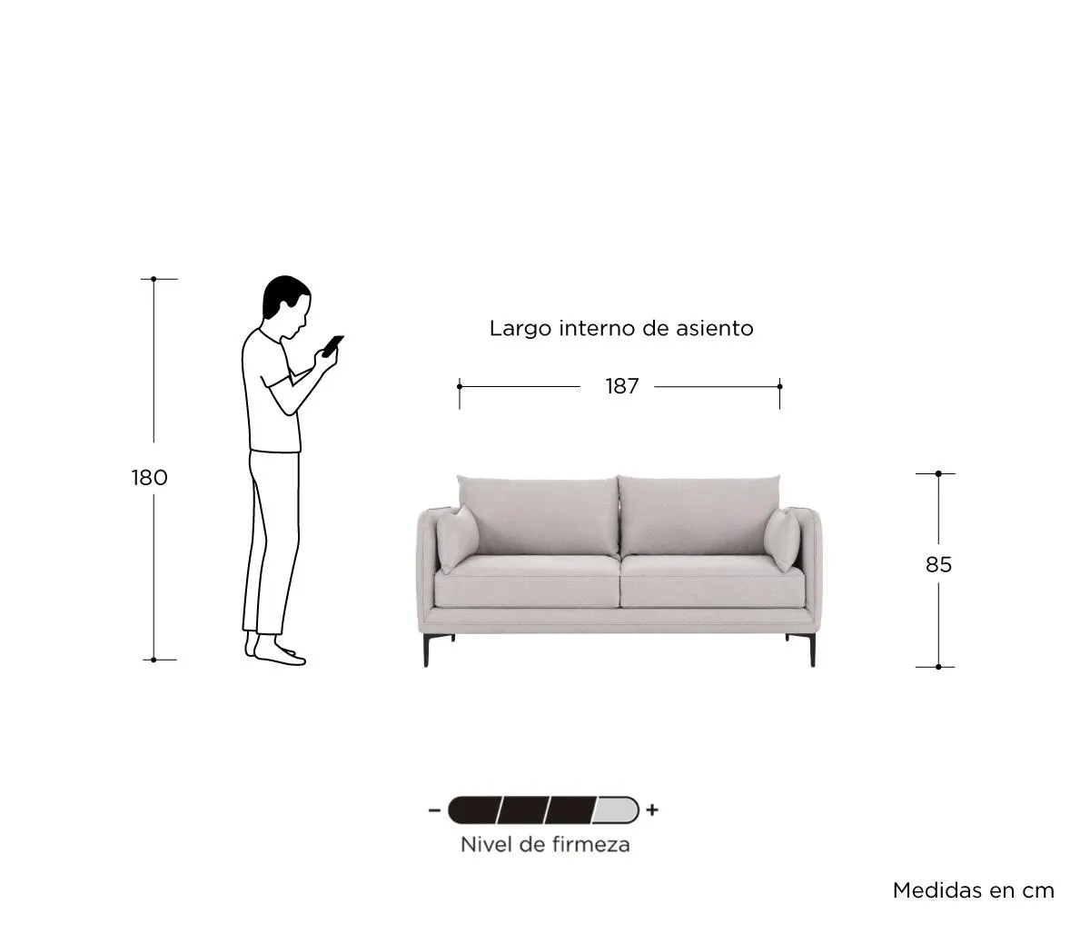 Sofá 3 cuerpos Marina - Beige