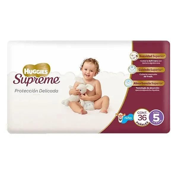 Pañal Huggies etapa 5 Supreme unisex 36 piezas