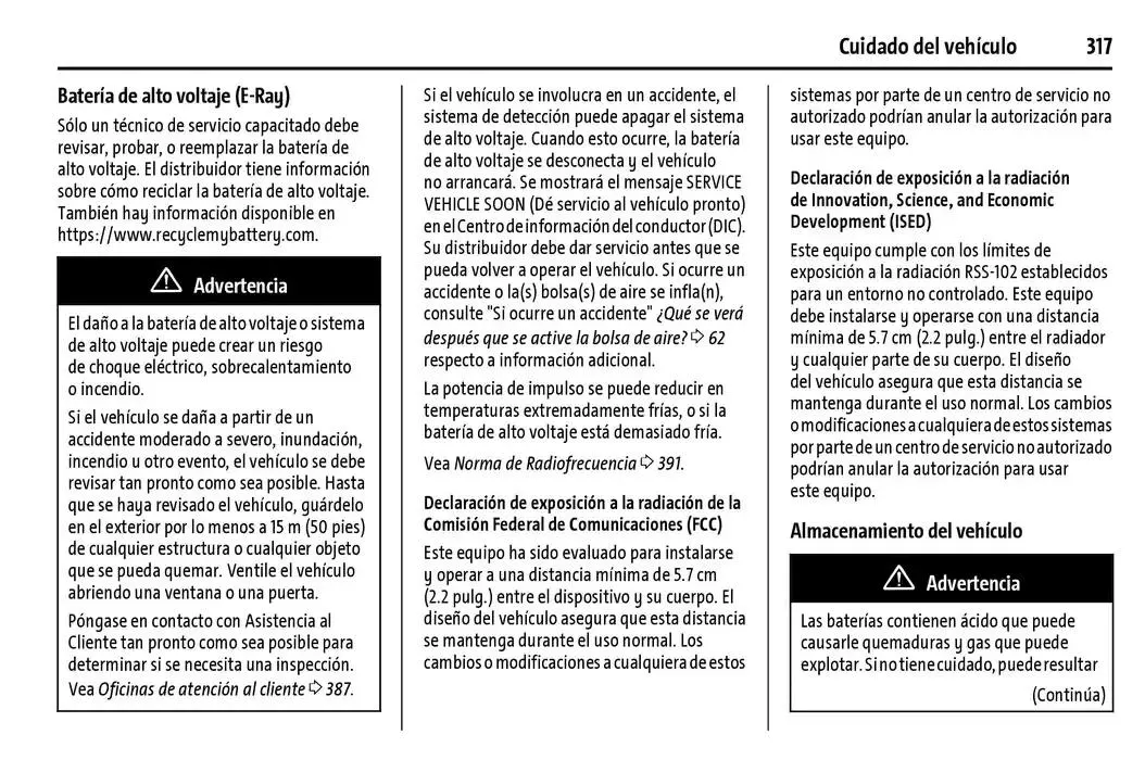 Catálogo de Chevrolet Corvette Stingray Manual del propietario 22 de enero al 31 de diciembre 2025 - Pagina 318