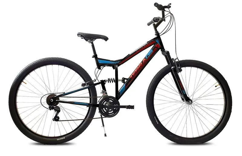 Bicicleta Terra Doble Suspension 18 Velocidades Rodada 26 Rojo