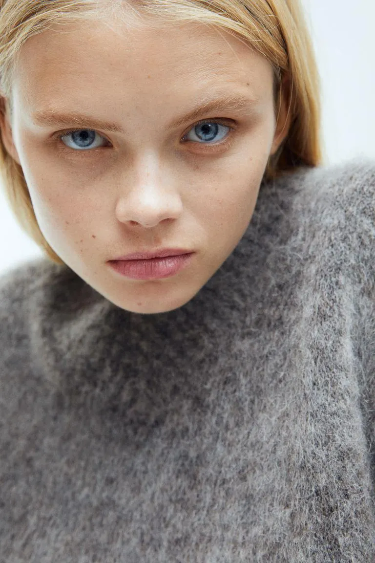 Suéter corto en mezcla de mohair