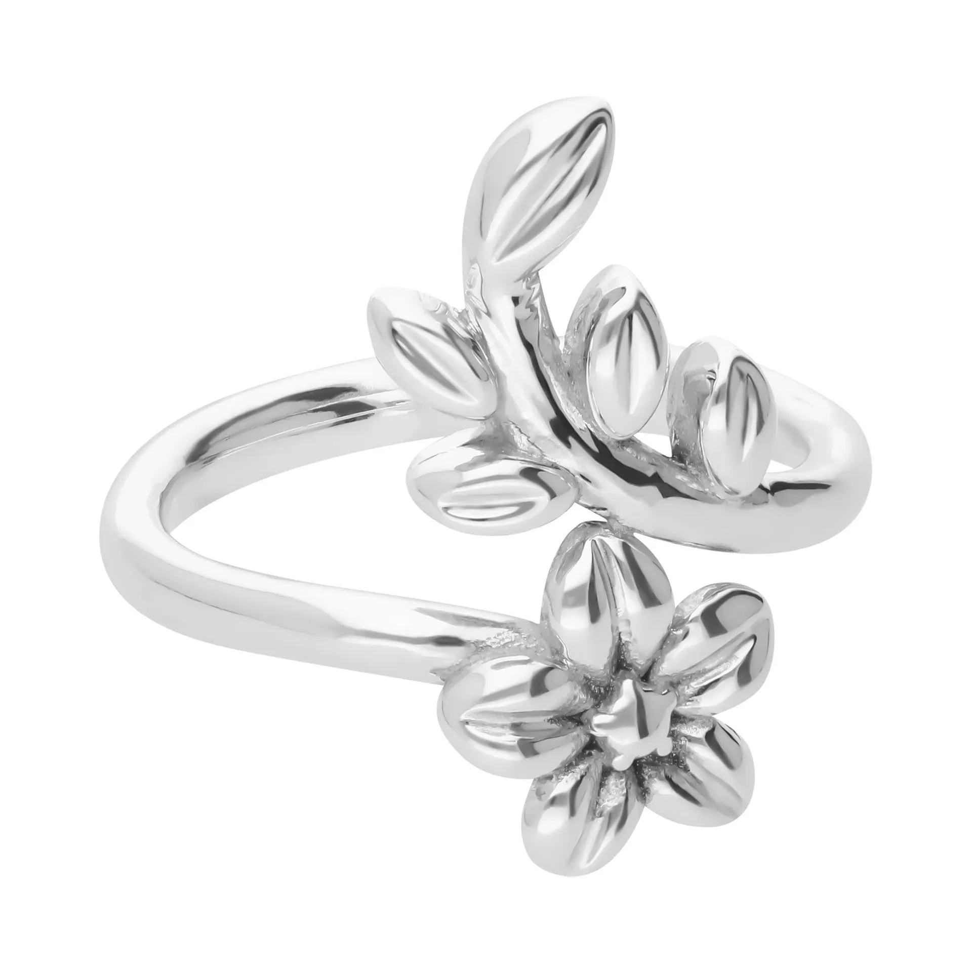 Anillo Mensaje Amor Cruzado Flor Con Hojas