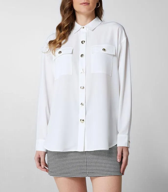 Camisa lisa manga larga Mujer