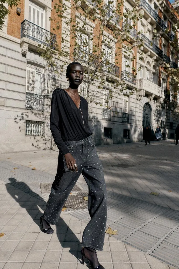 JEANS Z1975 LOOSE STRAIGHT TIRO ALTO BRILLOS