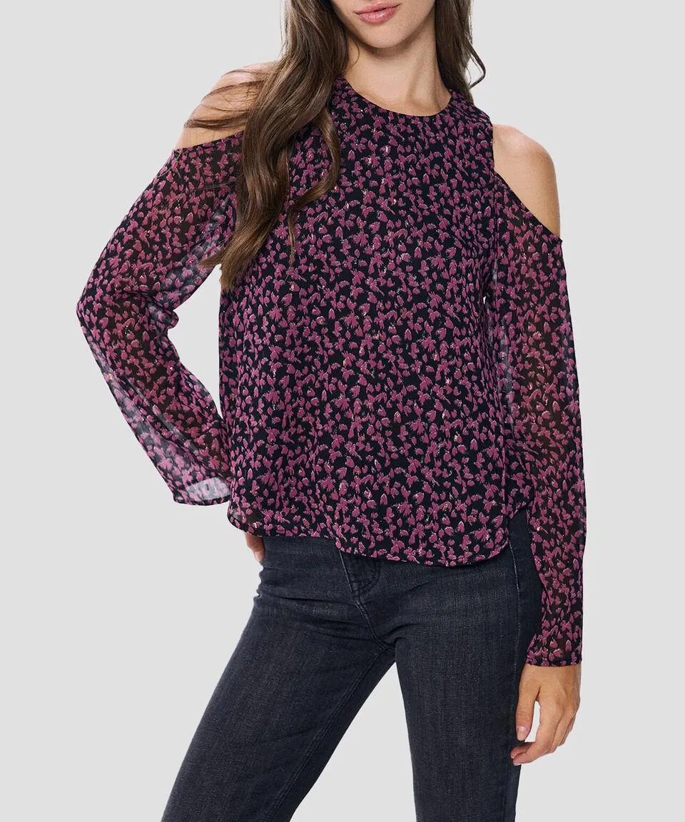 Blusa con flores manga larga Mujer