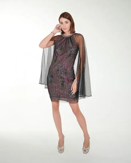 VESTIDO CC ESTAMPADO CON CAPA