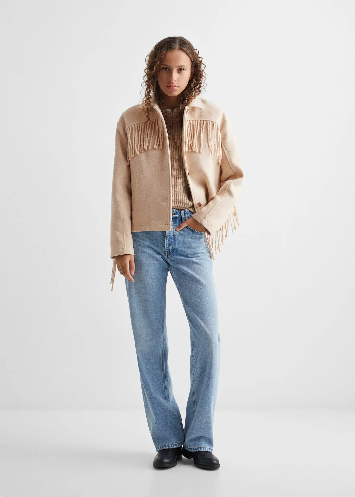 Chaqueta lana flecos