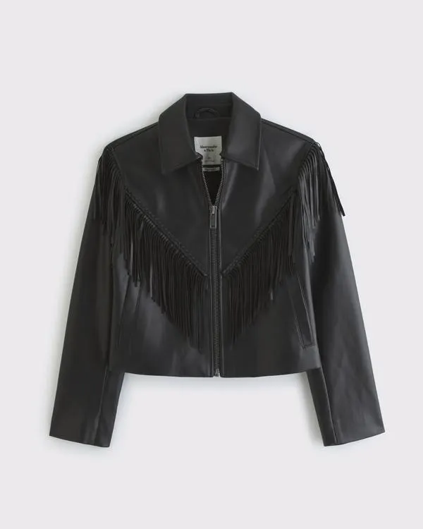 Vegan Leather Fringe Jacket