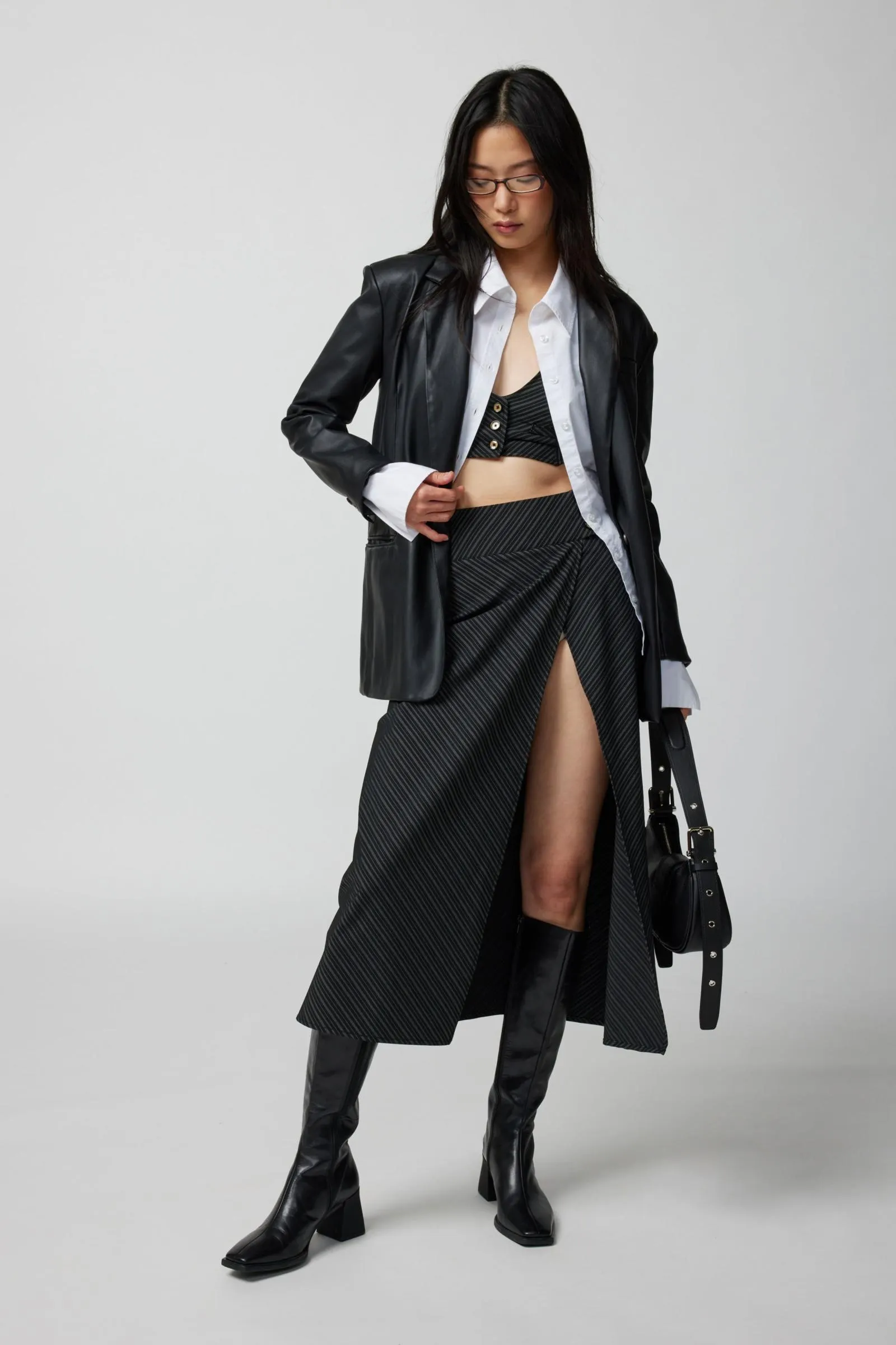 UO Morrison Pinstripe Top & Midi Skirt Set