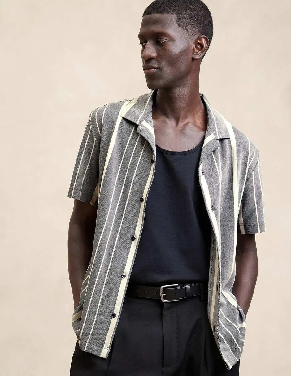 Sobrecamisa casual de algodón manga corta para hombre