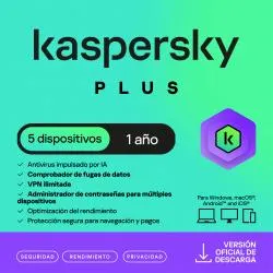 Kaspersky Plus Internet Security, 5 Dispositivos, 1 Año, Windows/Mac ―