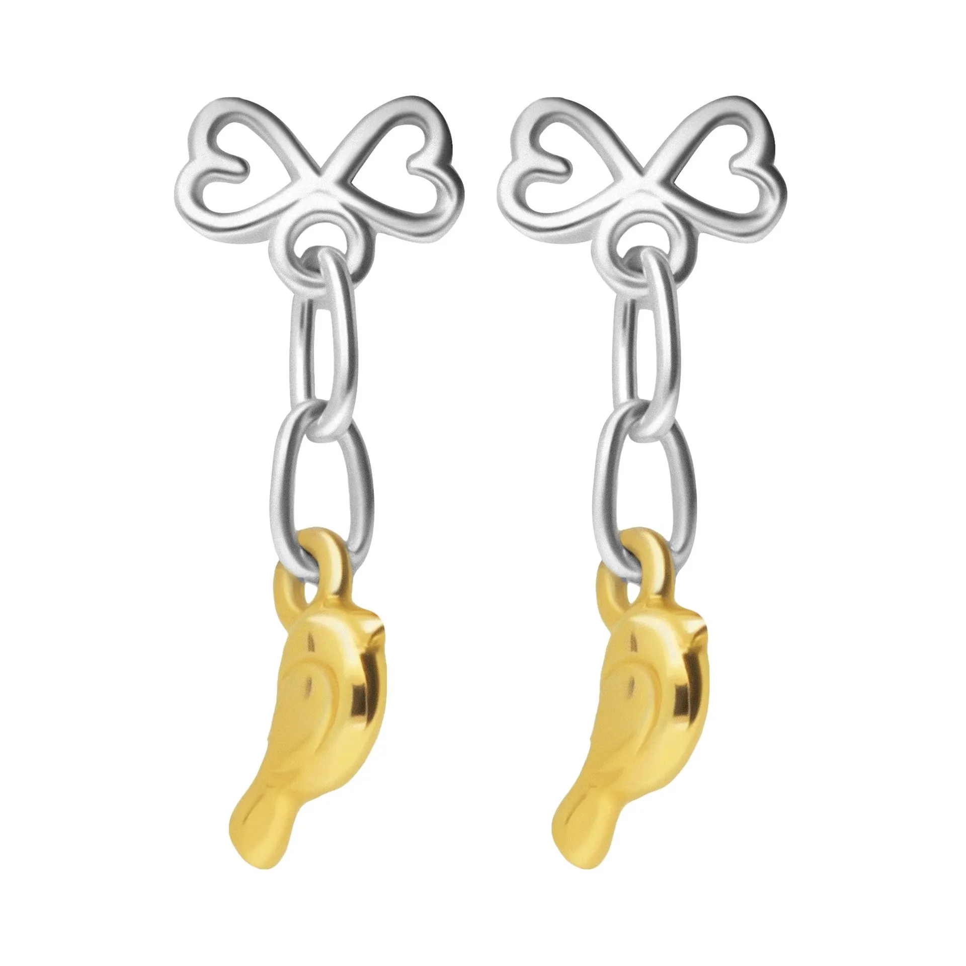 Broqueles Mujer Plata 925 Aimee Pajarito Bano Oro