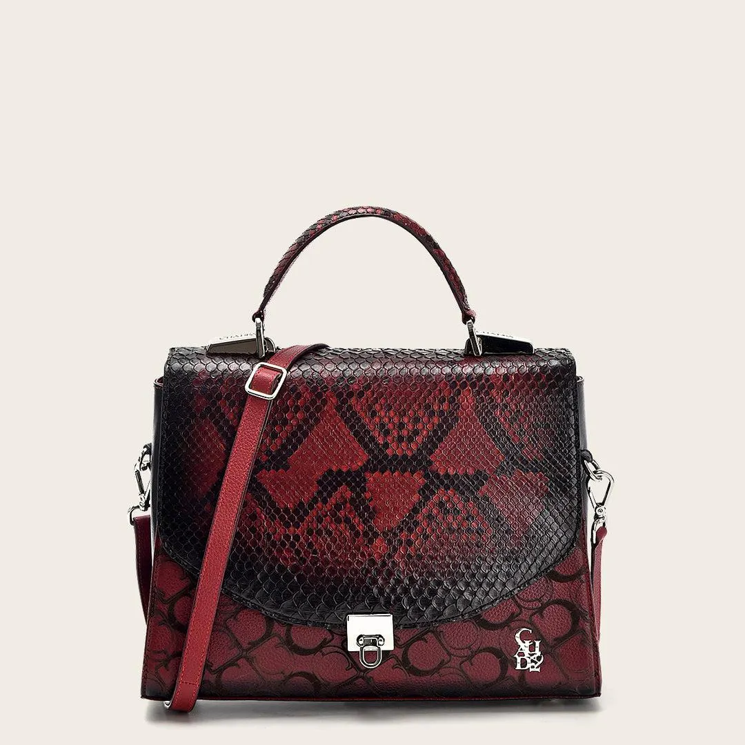 Bolso de mano con piel genuina de pitón.